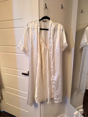 White Satin Robe and Slip Set